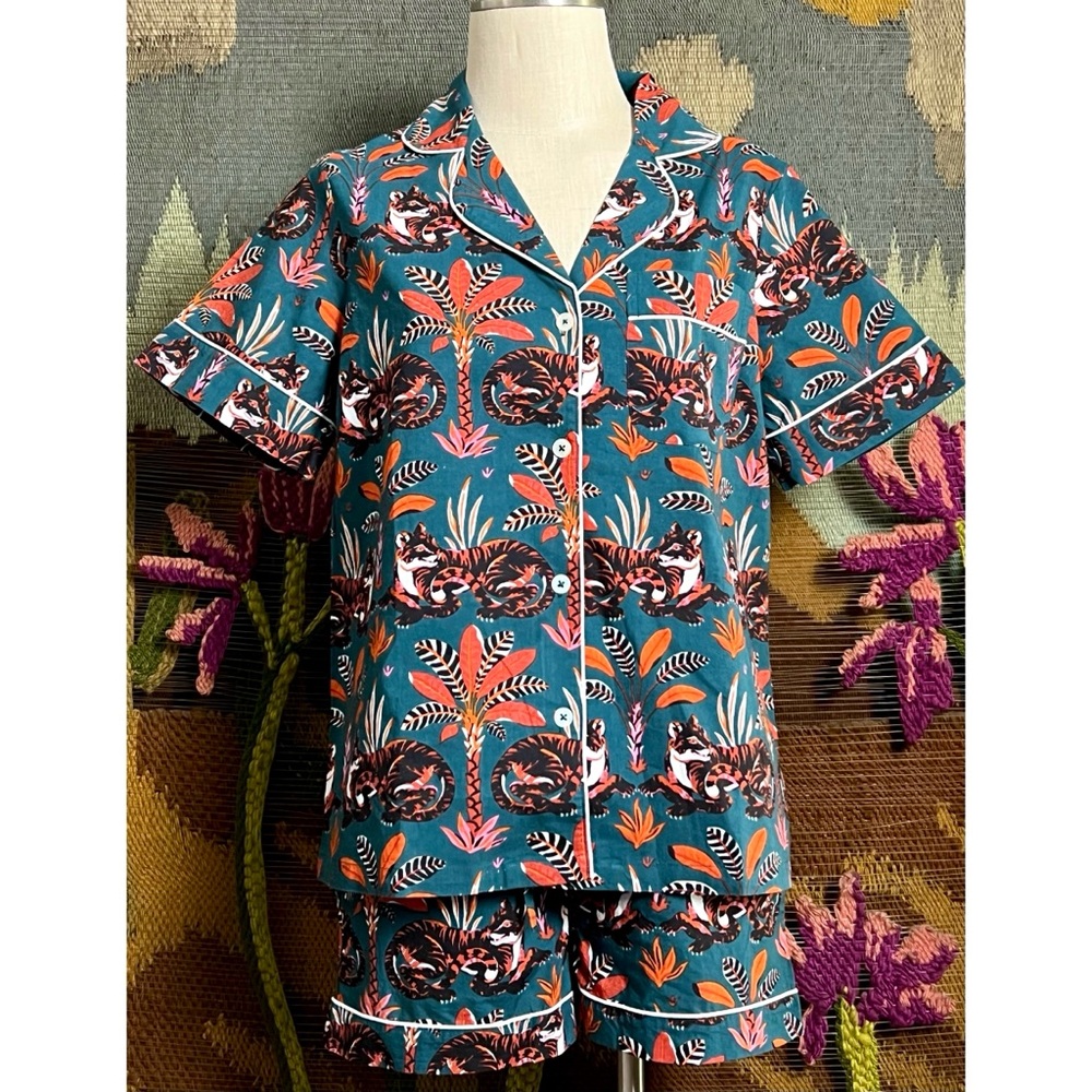 Teal Floral Short Pajama Set - Women's Sleepwear